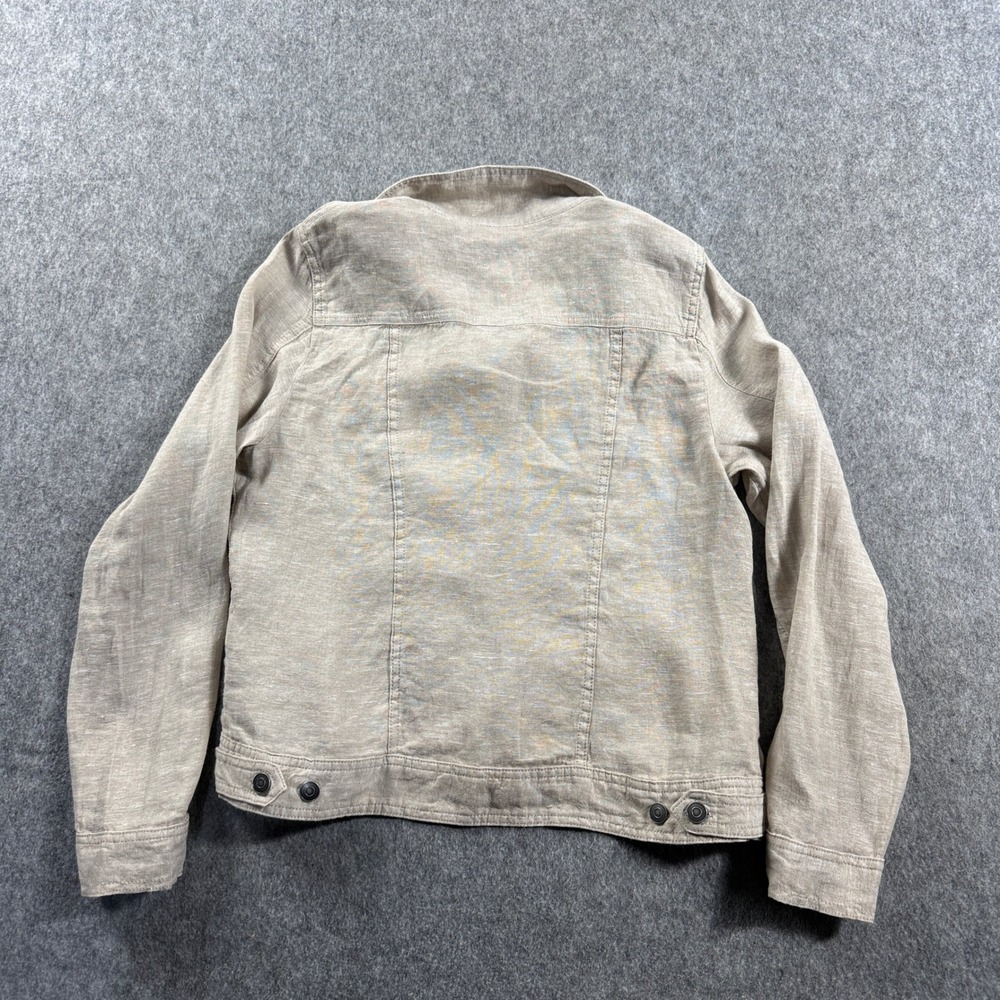 Jones & Co Jones New York Womens Trucker Jacket Medium 100% Linen Beige Oatmeal - Picture 7 of 13